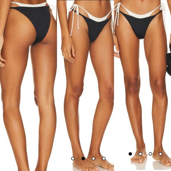 L*Space X Revolve Mackena Bikini Bottom Fused String Black Cream - Picture 14 of 14